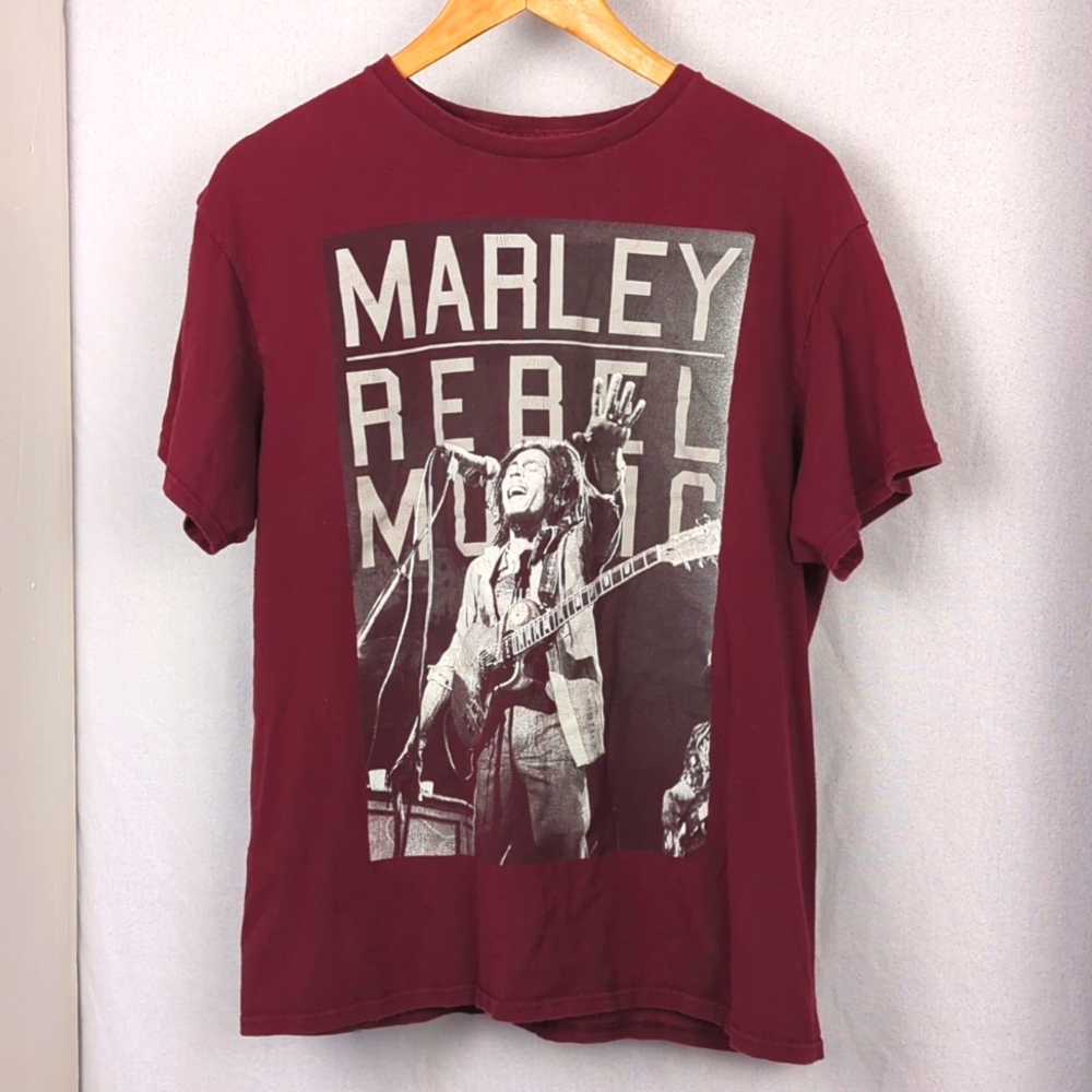BOB MARLEY Vintage Feel Maroon T-Shirt Adult Unisex Large